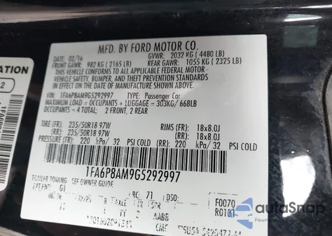 2016 Ford Mustang V6 z USA, uszkodzony, nr VIN 1FA6P8AM9G5292997